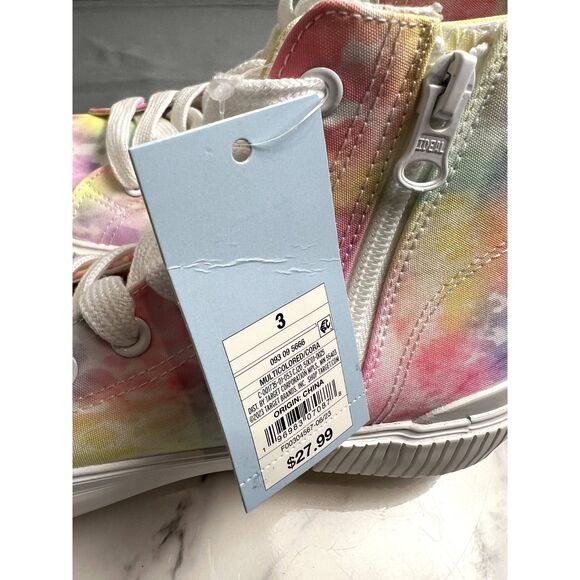 Cat & Jack Tie Dye Multicolor High Top Lace Up Zipper Sneakers Shoes SZ 3 NWT - Picture 7 of 9
